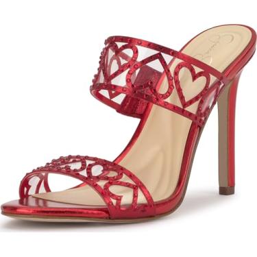Imagem de Jessica Simpson Sandália feminina Jovara com salto, Red Muse/Clear Shimmer Sand, 40