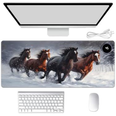 Imagem de Tapete de mouse aquecido para aquecer as mãos, tapete de mesa quente para mousepad tapete de mesa com 3 níveis de aquecimento e desligamento automático 80 x 33 cm tapete de teclado aquecedor de couro