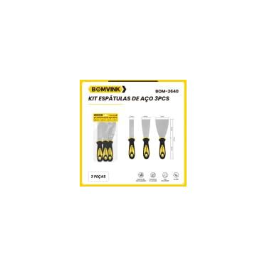 Imagem de Kit Espátula Aço Massa Corrida Raspar Parede Tinta 3pcs