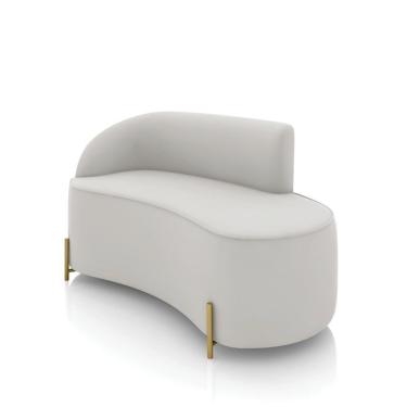 Imagem de Sofá 2 Lugares Orgânico 140cm Pé Dourado Morgan Veludo Cinza D03 - D'rossi