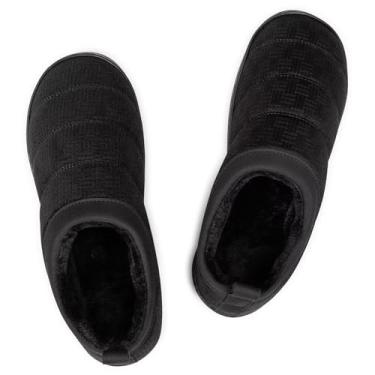 Imagem de Chinelos para homens e mulheres, forro macio de pelúcia para uso interno e externo, mocassins de jardim com sola antiderrapante para conforto e calor, Preto, 35