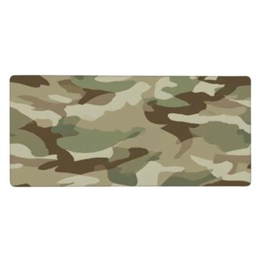 Imagem de Tapete de rato abstrato camuflado verde grande à prova d'água tapete protetor de mesa estendido para computador, base de borracha antiderrapante para escritório, computador, teclado, laptop e mesa de