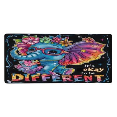 Imagem de Tapete de rato grande de elefante fofo para autismo, à prova d'água, tapete protetor de mesa estendido para computador, base de borracha antiderrapante para escritório, computador, teclado, laptop e