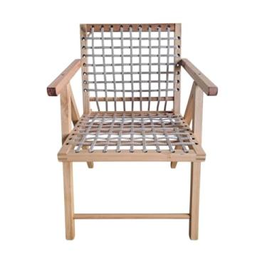 Imagem de Cadeira de Madeira com Braços e Assento em Corda Náutica – Acabamento a Óleo Natural