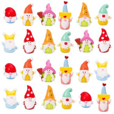 Imagem de PEVOGON 24 peças mini estatuetas de resina de gnomo enfeites de inverno em miniatura para Natal, faça você mesmo, artesanato, decoração de casa de boneca, jardim de fadas