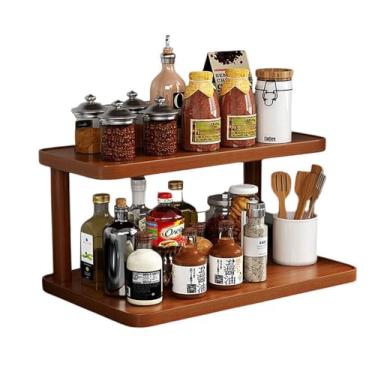 Imagem de Dreamhousey Porta-temperos de madeira de 2 camadas para armário, prateleira organizadora de copos, cozinha, prateleira de balcão de cozinha para acessórios de chá e café, suporte matcha, expositor de