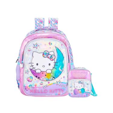Imagem de Kit Hello Kitty Mochila De Costas + Lancheira Grande Luxo