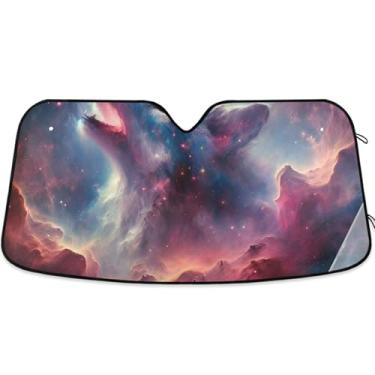 Imagem de Persiana de sol colorida de lobo nebulosa personalizada para para-brisa de carro bonito dobrável acessórios de carro persianas para-brisa frontal M, 139,7 cm x 70,1 cm