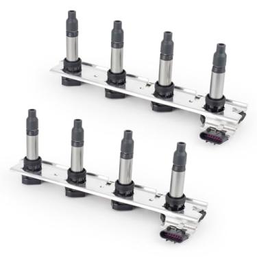 Imagem de Conjunto de 2 bobinas de ignição ENA compatíveis com Cadillac - DeVille Seville SRX STS XLR - Pontiac - Bonneville - Buick Lucerne V8 4.6L C1509 UF-372ENA preto ENAIC122601