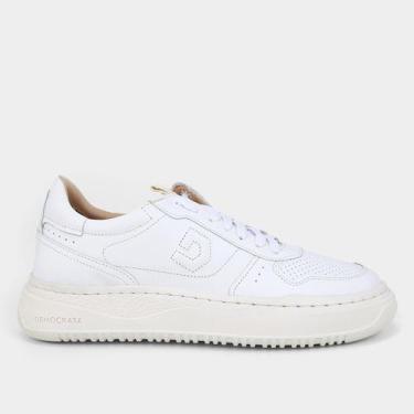 Imagem de Tênis Couro Democrata Denim Block Masculino, Branco, 42