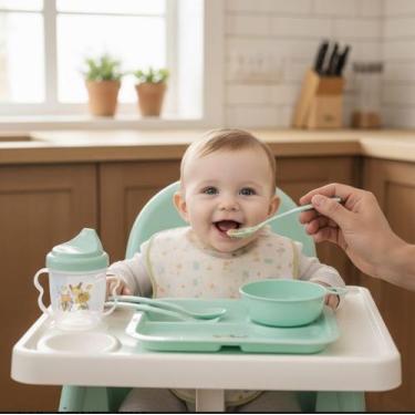 Imagem de Kit Alimentação Infantil Prato Com Divisórias Para Papinha Bebê Pratin