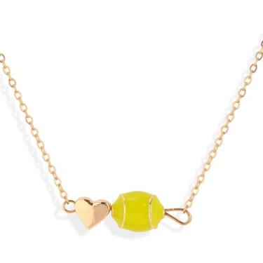 Imagem de Colares Tênis para Mulheres, Colar de Coração & Bola Softbol Acessório de Joalheria com Tema Esportivo para Jogadoras Fãs Treinadoras