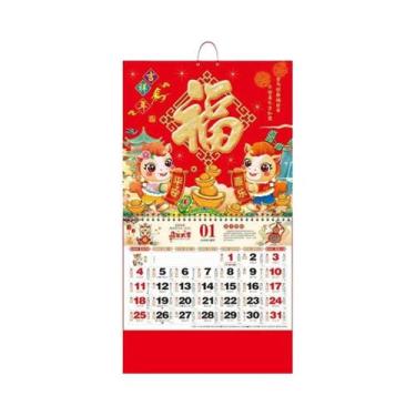 Imagem de Calendário De Parede Chinês Lunar Do Cavalo 2026, Decorativo Para Casa