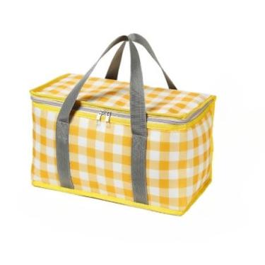 Imagem de BOLSA TERMICA PORTATIL 12L Lâmina de Alumínio Reforçada CESTA DOBRAVEL COOLER SACO PIQUINIQUE ECOLOGICA CAMPING(Amarelo)