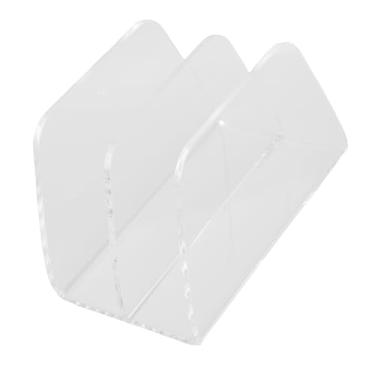 Imagem de POCREATION Organizador de Arquivo de Mesa Acrílico, Design de Abertura Vertical Transparente de 2 Seções para Documentos, Livros, Correio, Com Lacunas de 4 Cm para Espaço de Trabalho,