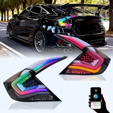 Imagem de LANDWAKE Luzes traseiras de LED dinâmicas sequenciais para Honda Civic Sedan 2016-2021 10º - 1 par de montagem fumê com animação de inicialização | Atualização direta (não serve para Hatchback, apenas