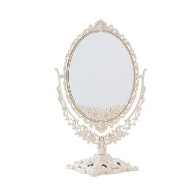 Imagem de CZCZC Espelho de maquiagem feminino de bancada espelho oval de dupla face espelho de mesa espelho cosmético espelho de mesa para quarto para casa