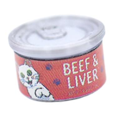 Imagem de predolo Miniatura de gato em escala 1/12 com lata de comida, acessório para casa de bonecas, decoração para cenários de casas de bonecas e maquetes, Prata