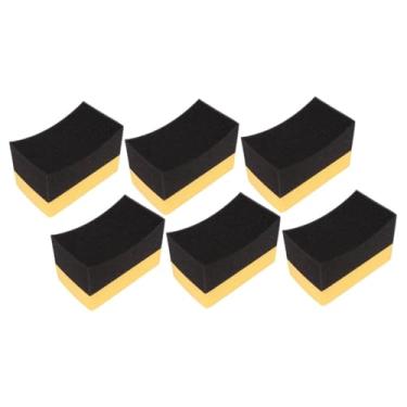 Imagem de Generic Conjunto de 6 esponjas aplicadoras para brilho de pneus, resistentes e multifuncionais, nas cores amarela e preta, ideais para barcos, Comprimento 9.6 Cm