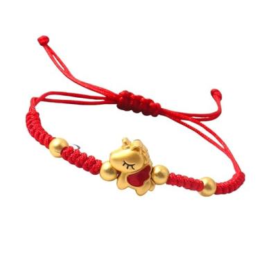 Imagem de Fuqimanman2020 Pulseira de cavalo de Ano Novo Chinês 2026 Fengshui Corda Vermelha Boa Sorte Pulseira de Pingente de Cavalo Dourado Proteção Amuleto Chinês, Medium, Zinco, Sem Pedra Preciosa