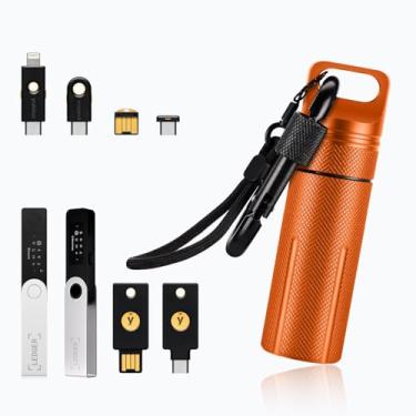 Imagem de Jeohu Capa carteira Crypto compatível com Ledger Nano S X S Plus Yubikey 5 5C NFC 5Ci, pod de hardware de liga de alumínio, à prova d'água, à prova de choque, dispositivo USB de polegar para