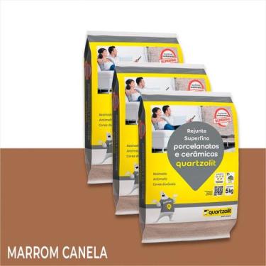 Imagem de kit c/ 3 Rejunte Porcelanato E Cerâmicas Antimofo Quartzolit 5kg Cores