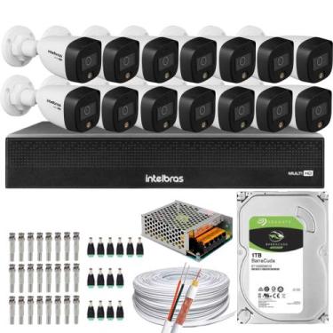Imagem de Kit 14 Cameras 1220 Full Color Intelbras Dvr Mhdx 16 Ch Color Noite  C