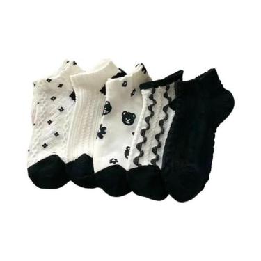 Imagem de Meias Curtas Femininas Com Estampa De Flores Em Desenho Animado, 5/10/