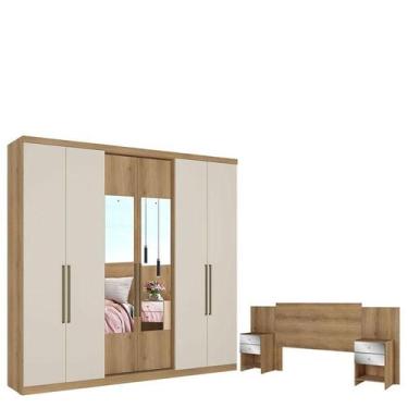 Imagem de Guarda Roupa Casal Passione Ultra Glass 6 Portas Capuccino Off White e