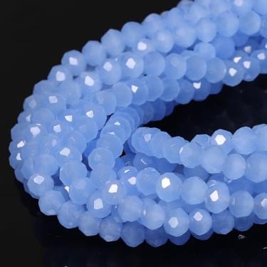 Imagem de 5 fios de 4 mm 550 peças de contas de cristal azul, contas de vidro de jade de porcelana Song Xi para fabricação de joias, pedra preciosa para colar, brincos, artes e artesanato, faça você mesmo e