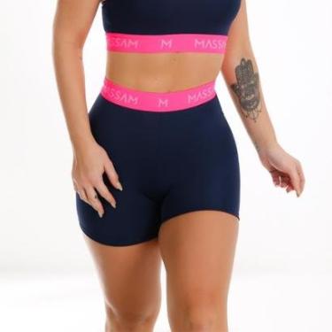 Imagem de Short Neon Marinho Com Pink Massam Fitness-Feminino