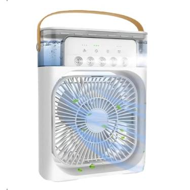 Imagem de Mini Climatizador e Umidificador Portátil USB 3 em 1 | Ventilador de Mesa Pessoal Silencioso com Luz Noturna LED para Casa, Escritório e Viagem