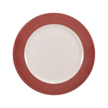 Imagem de Prato Raso Porcelana Schmidt - Dec. Cilíndrica Pintura à Mão Vermelho,