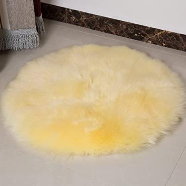 Imagem de Tapete Redondo de Lã Imitada Europeia Macio Quente e Confortável para Quarto Sala Estar Decoração Casa Ideal Poltrona Pi