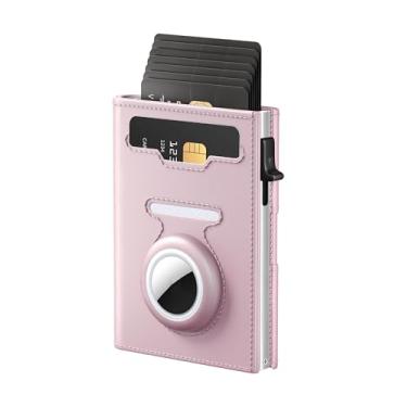 Imagem de Vast Scenery Carteira masculina para AirTag, porta-cartões pop-up com RFID compatível com Air Tag, inteligente, fina, minimalista, com três dobras – capacidade para mais de 10 cartões | Janela para