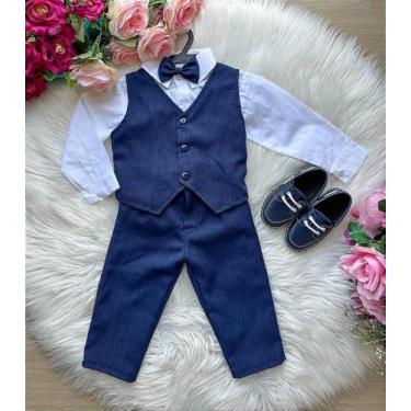Imagem de Conjunto Social Infantil Encanto Edu com Colete Alfaiataria Azul Marin