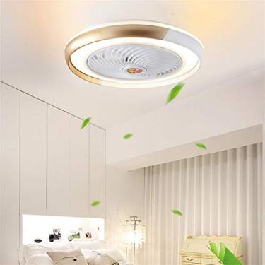 Imagem de Ventilador de teto com luz LED, velocidade do vento ajustável, dimerizável, controle remoto, 36W, luminária de teto moderna para quarto, sala de estar e sala de jantar, dourado, 50cm
