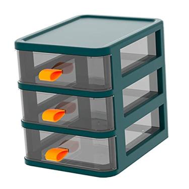 Imagem de aqxreight Caixa de Armazenamento de Mesa Transparente Gaveta de 5 Camadas Com Alça Laranja para Material de Escritório, Organização Doméstica e Eficiência Suporte de Papelaria de Plástico (3 Camadas
