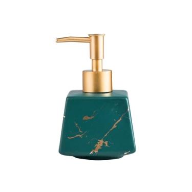 Imagem de Dispensadores de sabonete, frasco criativo de cerâmica, loção de cozinha, máquina de lavar louça, dispensador de sabão líquido tipo prensa para cozinha, banheiro (verde)