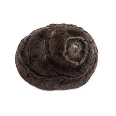 Imagem de Aplique de testa Prótese capilar masculina, sistema de reposição Remy com base renda francesa completa, ondas 30 mm(7x9)