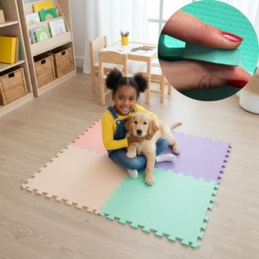 Imagem de Kit 12 Tapetes EVA 50x50cm 10mm com Bordas Tatame Piso Emborrachado An