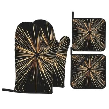 Imagem de Conjunto de luvas de forno impressas Spark, conjunto de 4 peças adequado para grelhar, cozinhar e assar