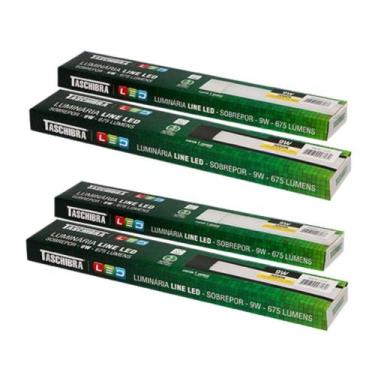 Imagem de 4 Luminárias Led Sobrepor Line 9W 30cm 3000K Taschibra