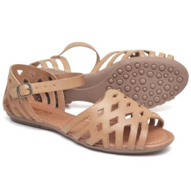 Imagem de Sandália Feminina Casual em Couro Conforto Fivela Ajustável (BR, Adulto, Numérico, 39)