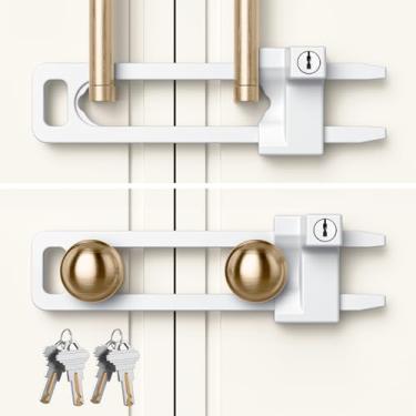 Imagem de AST Trava de armário com chave, 2 fechaduras e 4 chaves iguais, trava de armário eficaz à prova de crianças para puxadores e alças de bloqueio, para gaveta de cozinha, armário de armazenamento