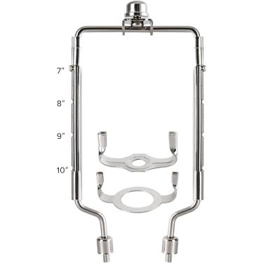 Imagem de GO&SO Kit de harpa de lâmpada, suporte de abajur ajustável de 25,4 cm para abajur de mesa, peças de hardware incluídas sela padrão 3/8, adaptador de base de luz E26 UNO, acessórios de suporte de