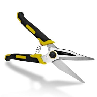 Imagem de Tesoura resistente de 23 cm, cortador de metal reto com lâmina de aço inoxidável e alças confortáveis, corte multifuncional de galhos, fios de cabo, papelão