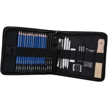 Imagem de Conjunto de 37 Lápis para Desenho e Esboço Artista Kit Materiais Artísticos Profissionais com Estojo Transporte Zíper Escrita Artistas Iniciantes Apaixonados por