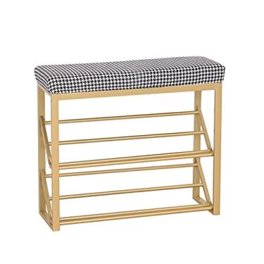 Imagem de Prateleira de sapato, organizador de sapato, sapateira para entrada, banco de sapato de 2 níveis para armário, organizador de armazenamento de prateleira de sapatos de metal para sala de estar