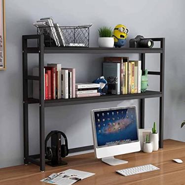 Imagem de Estante de mesa para mesa de computador – estante de mesa ajustável, prateleira de mesa de madeira e metal, prateleira de armazenamento de mesa aberta, para escritório/cozinha/sala de estar/biblioteca